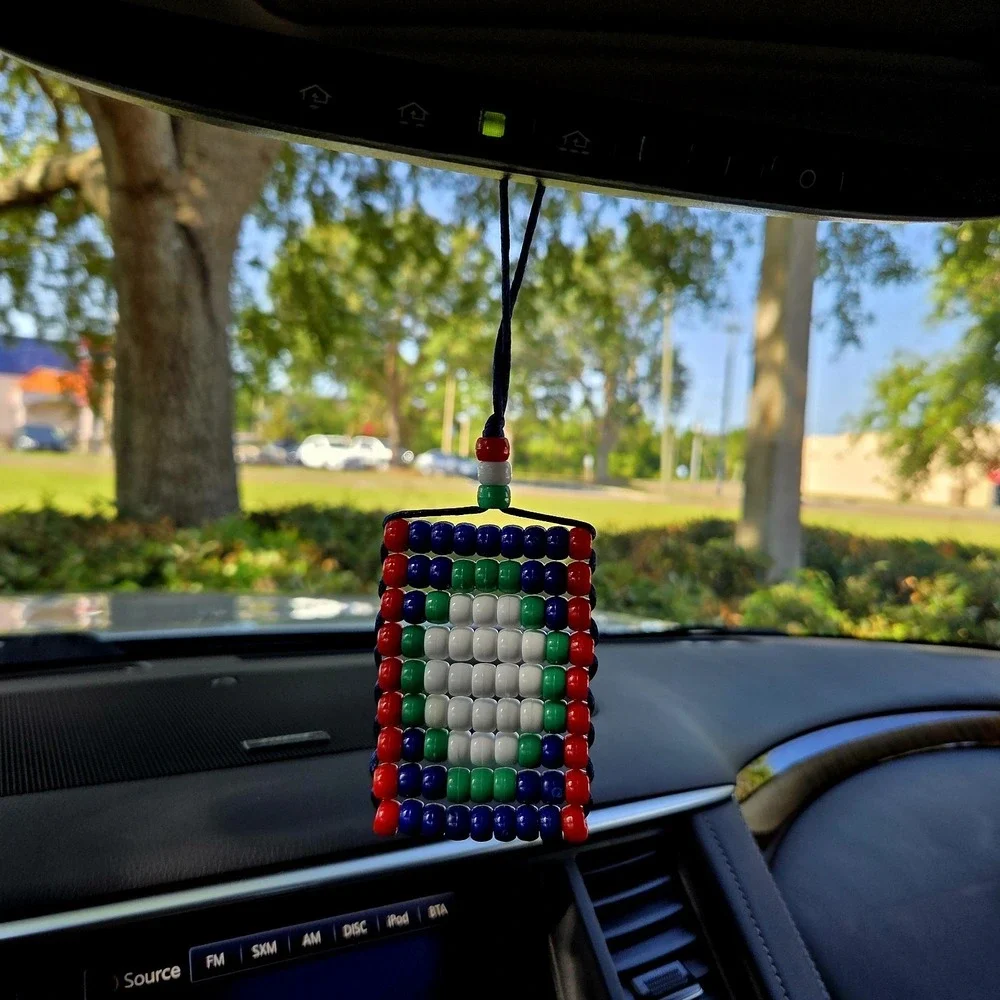 Belize Flag Car Rearview‎ Mirror Danglers . Mini Flag 2.5